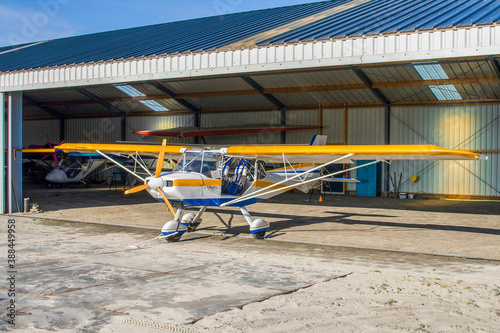 ultralight plane in hangar