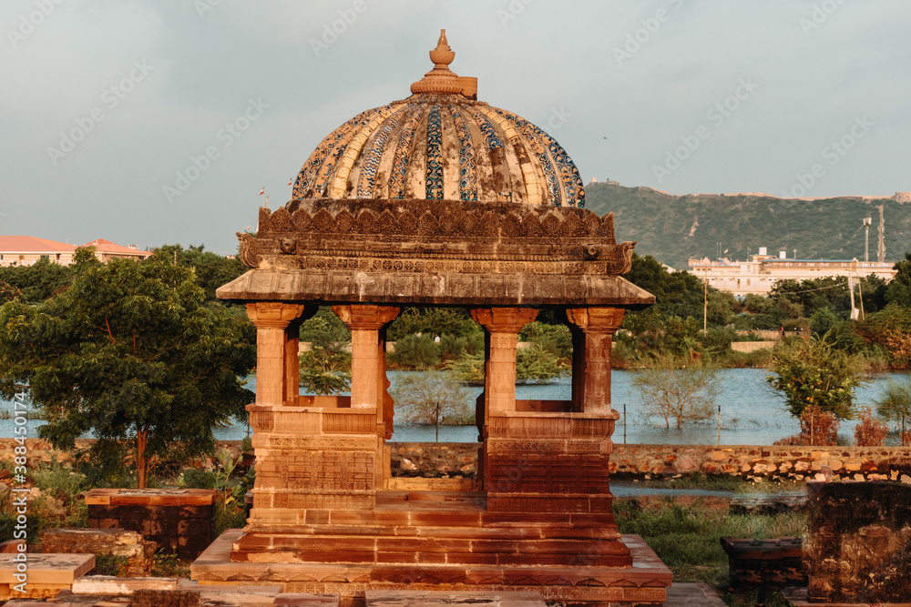 View of ancient historic place chattardi with lake in Bhuj, Gujarat, India	