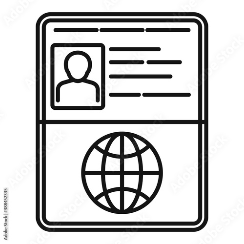 Open passport control icon. Outline open passport control vector icon for web design isolated on white background