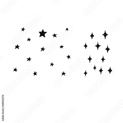 Set of hand drawn stars christmas. Retro vintage style. Different types and forms. .Vector illustration.