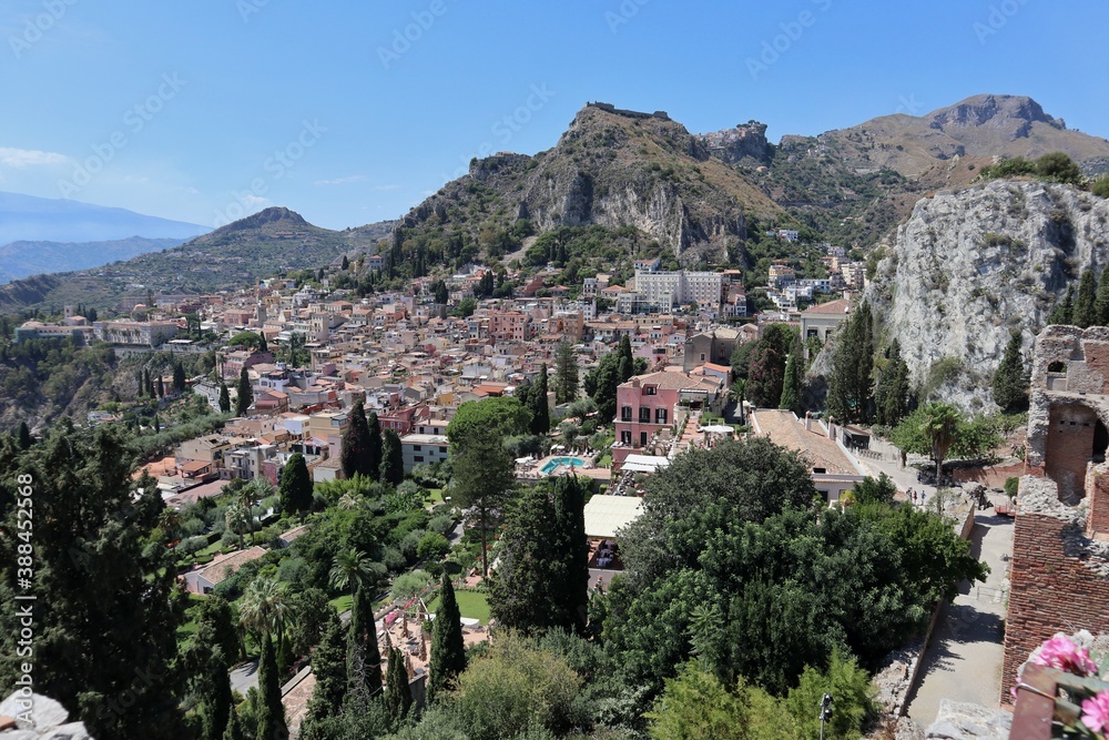 Obraz premium Taormina - Panorama del centro storico dal teatro antico
