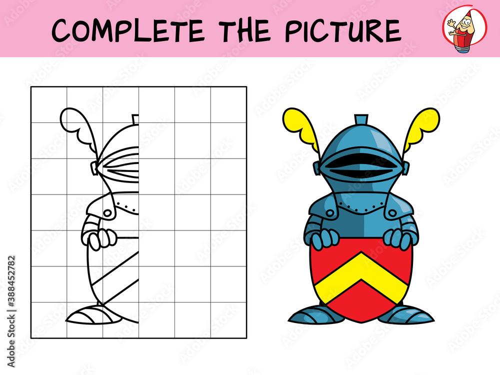 Complete the picture of a knight. Copy the picture. Coloring book ...