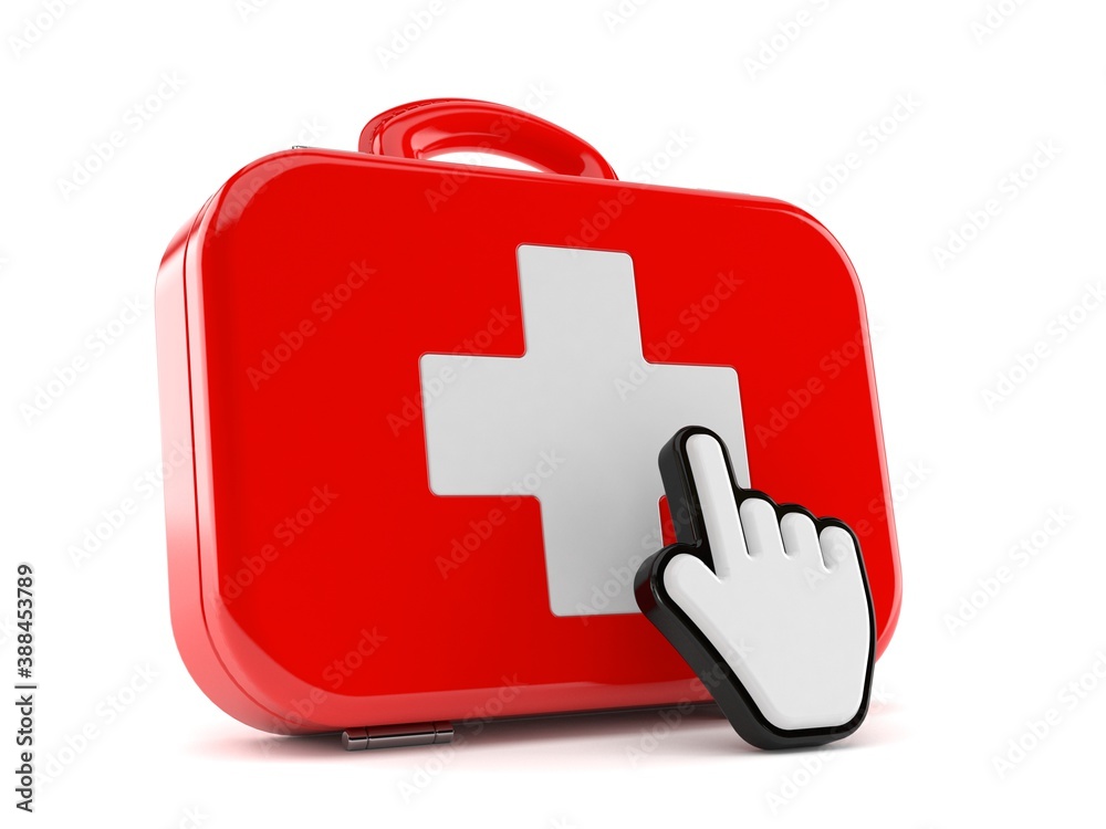 Obraz premium First aid kit with web cursor