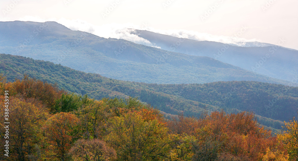 Autumnal landscape with mountains