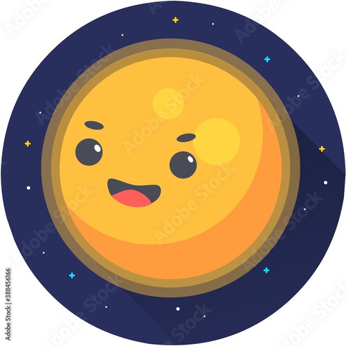 Sun Vector Icon Illustration. Planet icon, flat vector graphic illustration on dark space background. Flat cartoon style suitable for web landing page, banner, sticker, background.