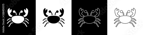 Set Crab icon isolated on black and white background. Vector.