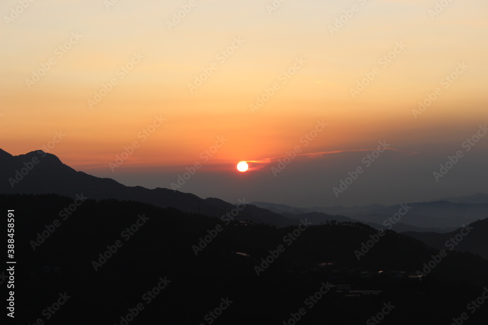 sunset over the mountains