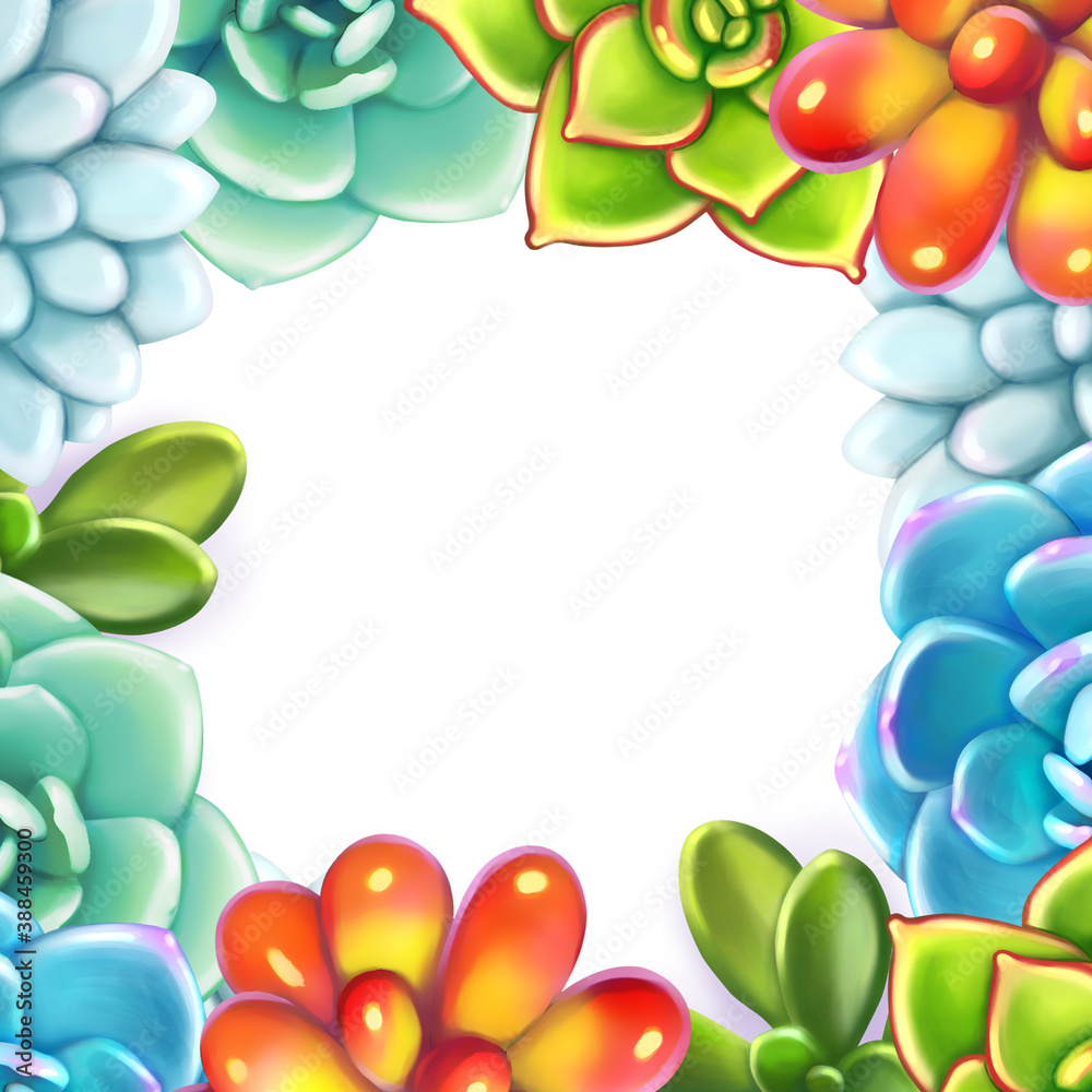 Floral Border. Succulents arranged un a shape of frame Floral Border. Succulents arranged un a shape of frame