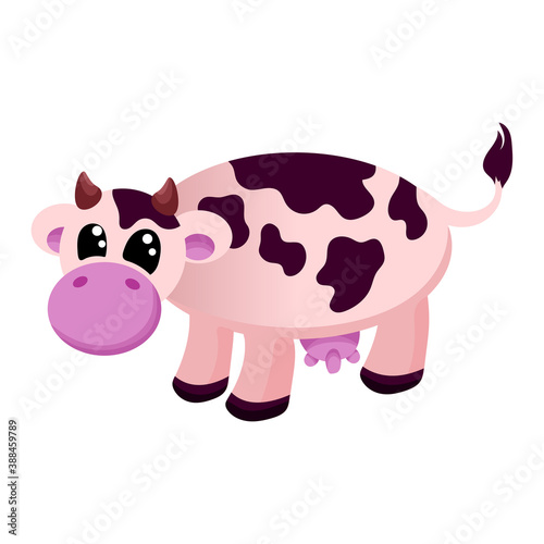 Cow cartoon vector cute illustration