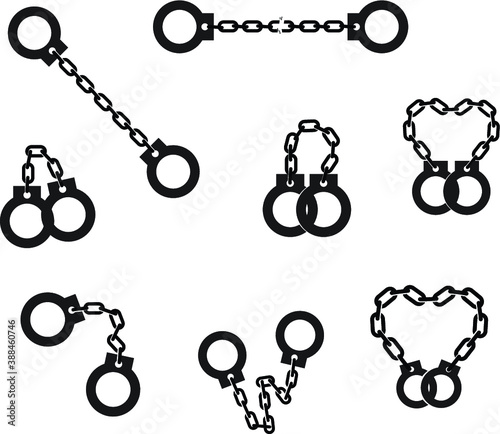 handcuff icon set simple black and white