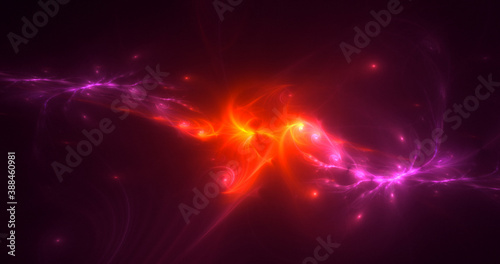 3D rendering abstract multicolor fractal light background