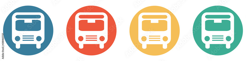 Bunter Banner mit 4 Buttons: Bus, Fernbus oder öffentlichen Nahverkehr Bunter Banner mit 4 Buttons: Bus, Fernbus oder öffentlichen Nahverkehr
