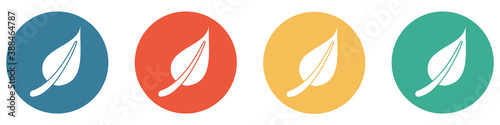 Bunter Banner mit 4 Buttons: Blatt, Ökologie, Nachhaltigkeit oder pflanzliches Produkt