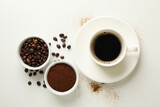 Concept of cooking coffee on white background