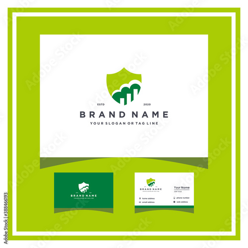 cloud security finance logo design and business card vector