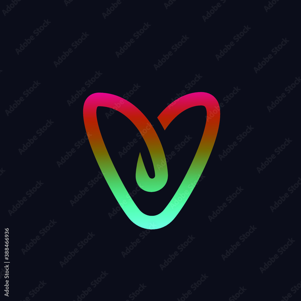Initial Logo Letter VJ With Heart Shape Red Colored, Logo Design