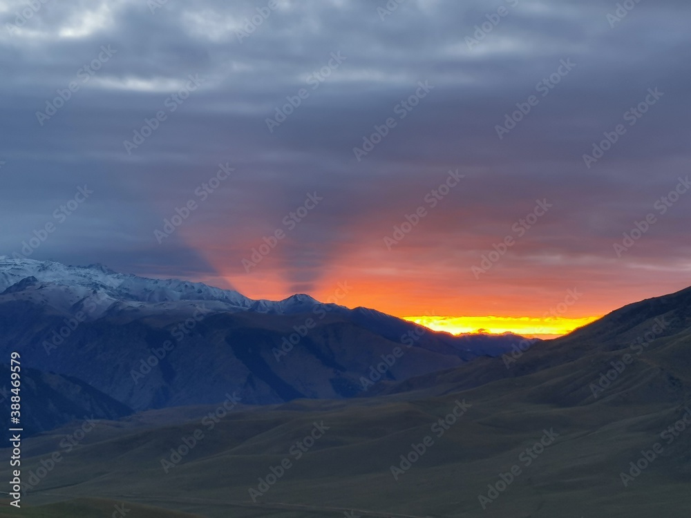 sunset in the mountains