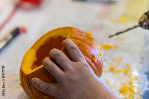 Big pumpkin cooking for helovin candles photo