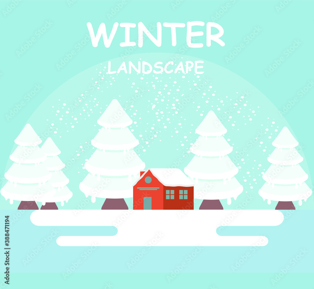 Winter landscape in flat design