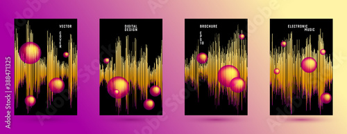 Music banners set with sound wave background.