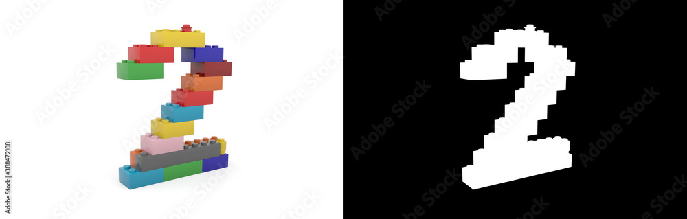 Obraz premium Number two (number 2) from building bricks