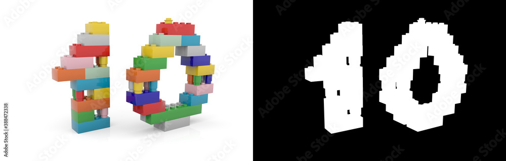 Obraz premium Number ten (number 10) from building bricks
