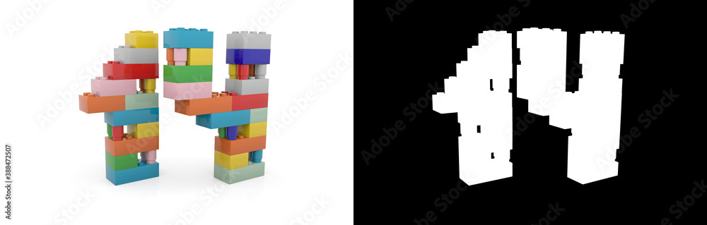 Number fourteen (number 14) from building bricks
