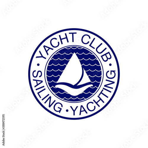 Round logo for the yacht club. Sailing sport.