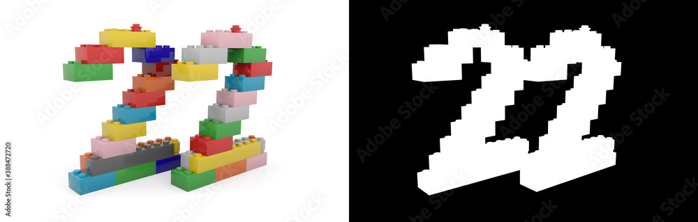 Number twenty-two (number 22) from building bricks Number twenty-two (number 22) from building bricks