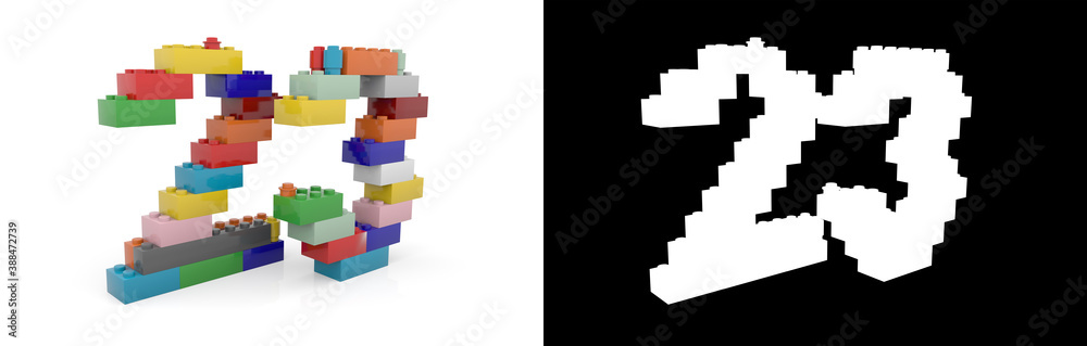 Fototapeta premium Number twenty-three (number 23) from building bricks