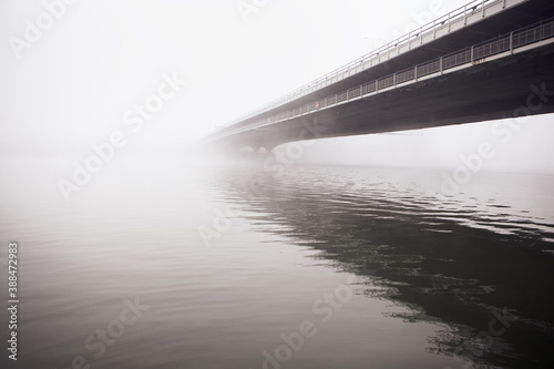 fog over the river and bridge