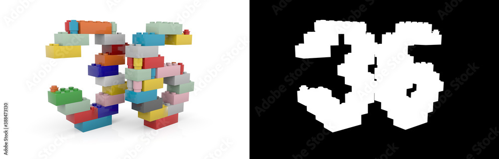 Number thirty-six (number 36) from building bricks Number thirty-six (number 36) from building bricks