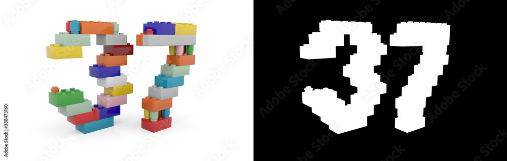 Fototapeta premium Number thirty-seven (number 37) from building bricks