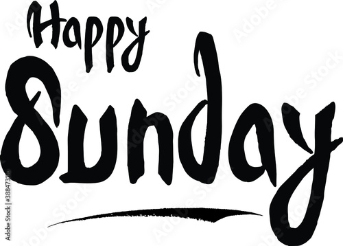 Happy Sunday Bold Calligraphy Handwritten Typography Text on
White Background