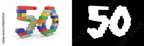 Number fifty (number 50) from building bricks
