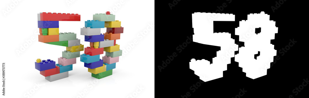 Fototapeta premium Number fifty-eight (number 58) from building bricks