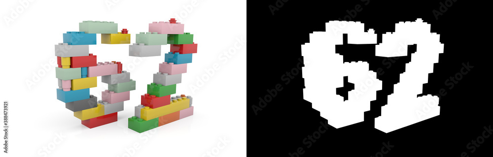 Fototapeta premium Number sixty-two (number 62) from building bricks