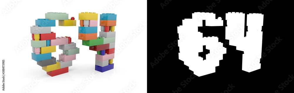 Fototapeta premium Number sixty-four (number 64) from building bricks