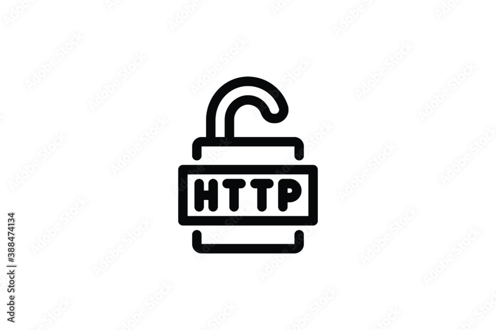 Hosting Outline Icon - Unsecure Http Access Hosting Outline Icon - Unsecure Http Access