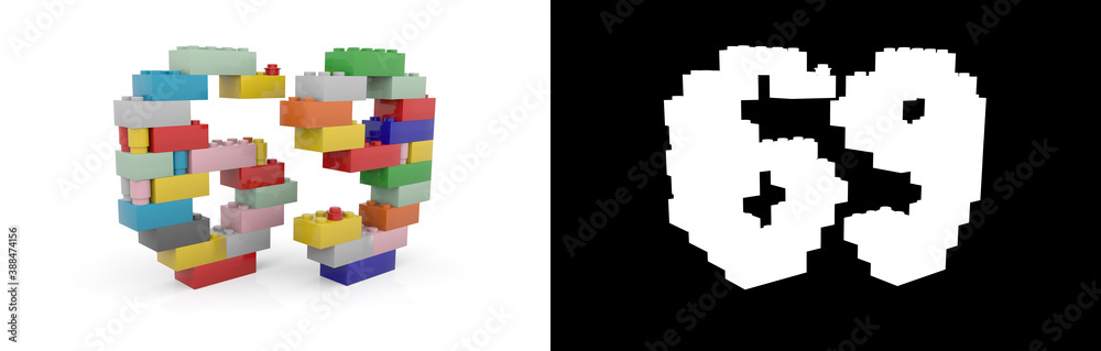 Fototapeta premium Number sixty-nine (number 69) from building bricks