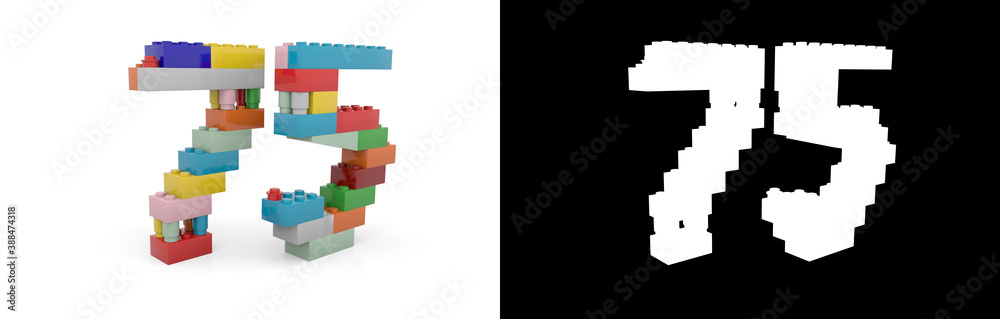 Fototapeta premium Number seventy-five (number 75) from building bricks