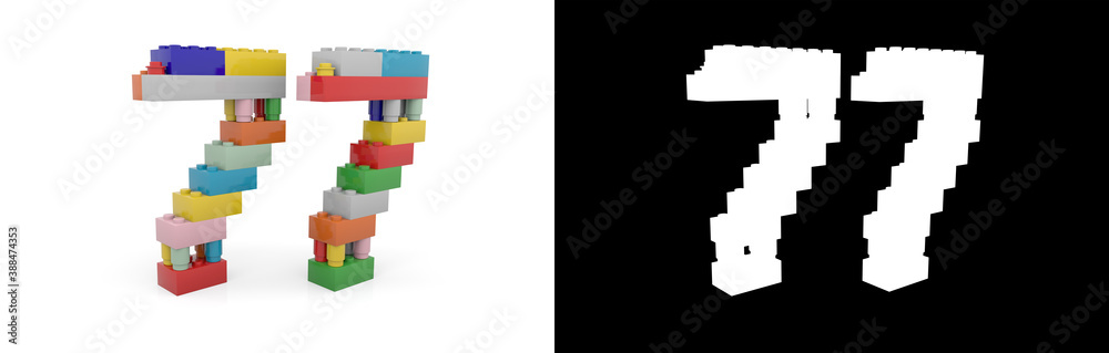 Fototapeta premium Number seventy-seven (number 77) from building bricks