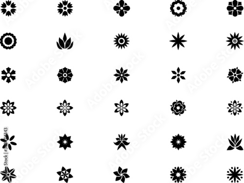 
Flowers or Floral Vector Icons 
