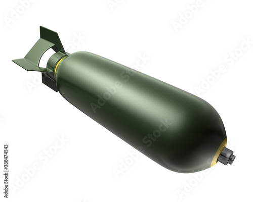 Green bomb isolated on white background. 3D illustration.