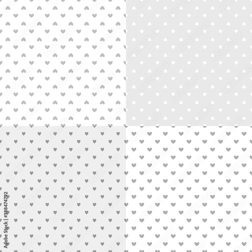 Set of backgrounds with hearts. Seamless pattern. Black and white illustration Set of backgrounds with hearts. Seamless pattern. Black and white illustration