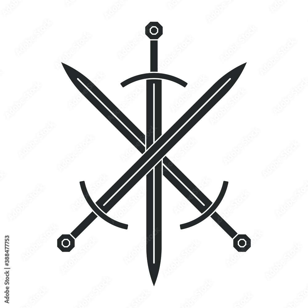 Sword vector illustration icon. Sword crossed military or heraldry