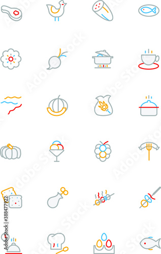 
Food Colored Outline Vector Icons 
