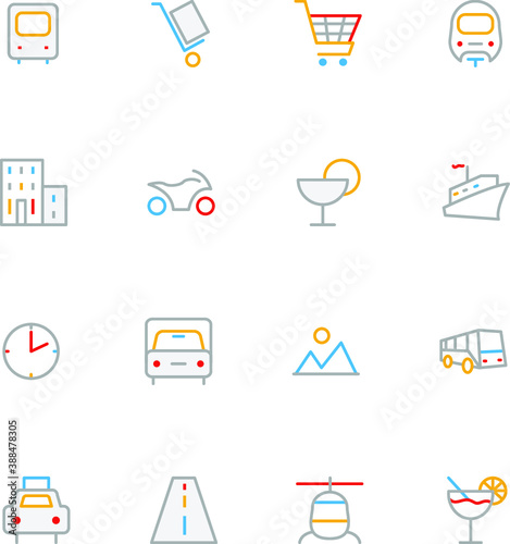 
Travel Colored Outline Vector Icons 
