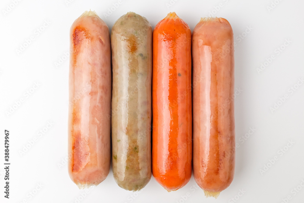 Pork sausage on white background Pork sausage on white background