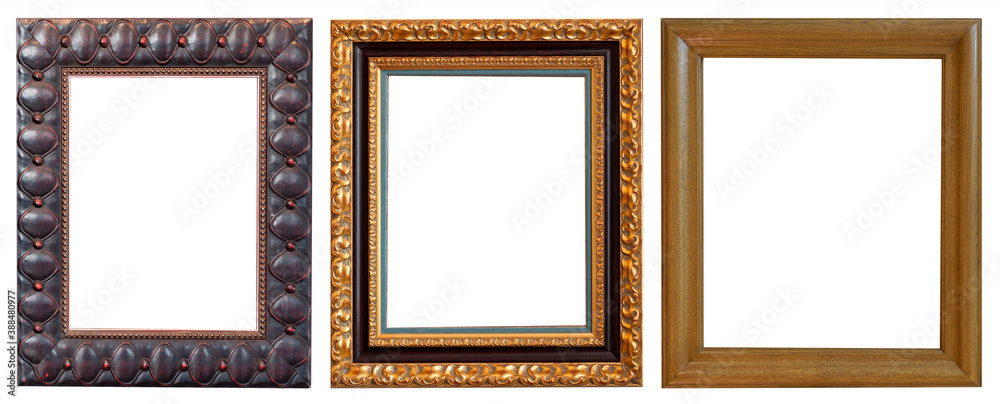 Set of gilded antique picture frames isolated on white background. Set of gilded antique picture frames isolated on white background.